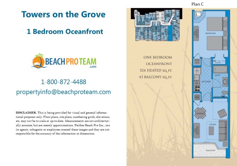 Towers On The Grove Floor Plan C - 1 Bedroom Oceanfront